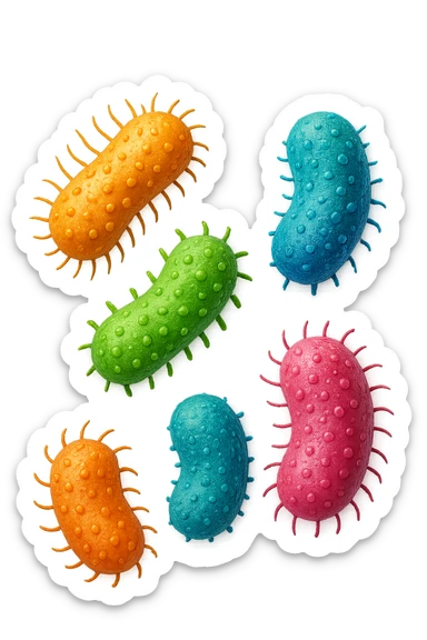 EMOJI STILE IPHONE 3D DI batteri intestinali che fluttuano in aria E FALLO MOLTO REALISTICO IN 3D sticker