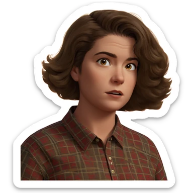 plaid shirt girl looking back sticker