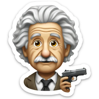 Albert Einstein if he used a “not a gun” to help him think sticker