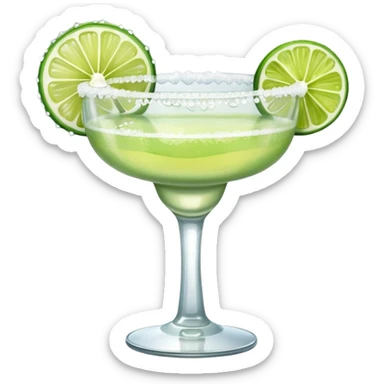 Margarita – glass with salted rim, lime wedge sticker