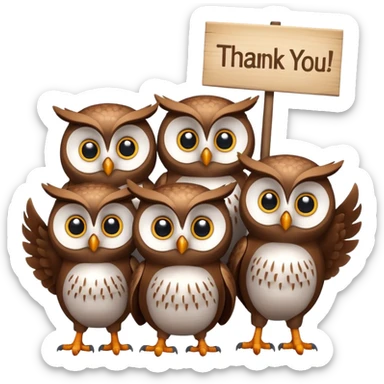 Every different color owl holding a sign that says thank you! sticker