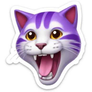 Gato morado sonriente que tira humo rojo sticker