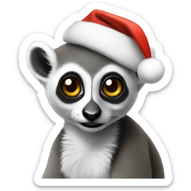 Lemur wearing a Santa hat sticker