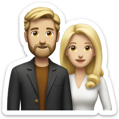 White man dark hair and beard white woman blonde hair  sticker