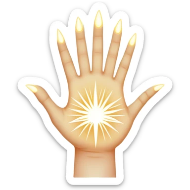 ethereal glowing hand with intricate symbolic palm lines, radiating mystical energy sticker
