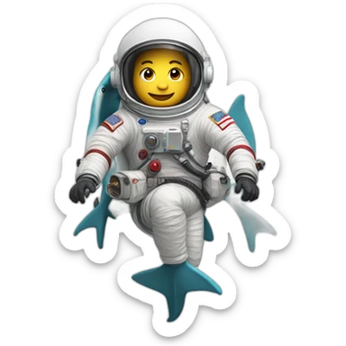 Astronaut with helmet closed riding a shark sticker