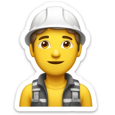 A braver man, white skin, with a construction hat yellow sticker