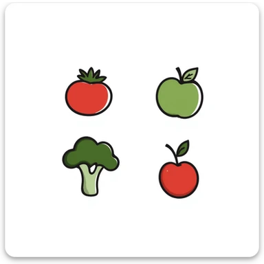 hand drawn doodle of a variety of organic products sticker