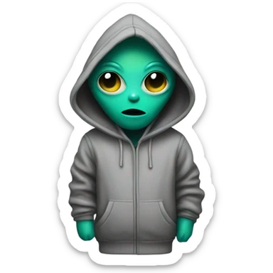 Alien with hoodie on sticker