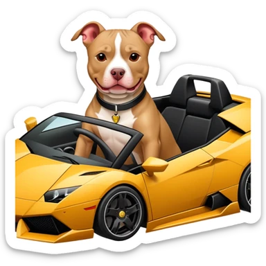 Pit bull driving a Lamborghini  sticker