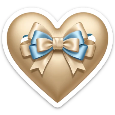 white heart with beige bow sticker