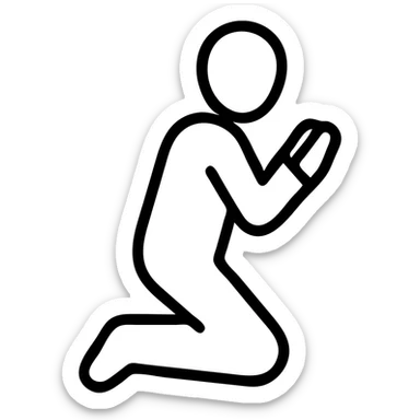 simple outlined icon of a man praying sticker