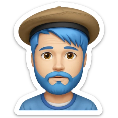brad pitt, blue hair, hat, beard sticker