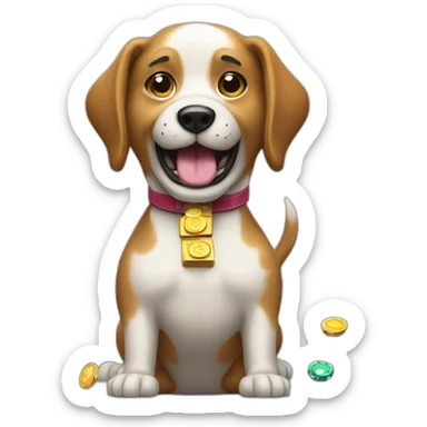 A dog playing a slot machine winning sticker