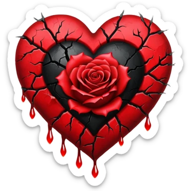 gothic heart with a bleeding rose sticker