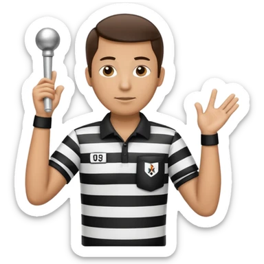 referee with raised arms crossed like an X sticker
