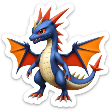 Handsome cool badass edgy Latias-Litten-Garchomp-Giratina-Pokémon-Fakémon-fusion-hybrid-creature, full body sticker