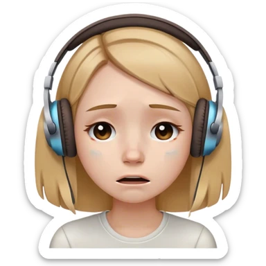 girl with brown ombré blonde hair listening to headphones and sad face cry sticker