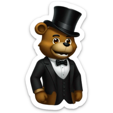 Freddy Fazbear black top hat and black tie sticker