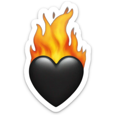 black heart on fire sticker