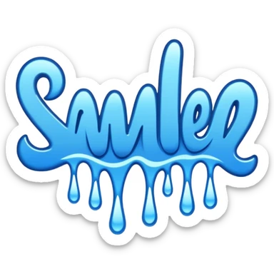 the word wavy in a blue graffiti font sticker