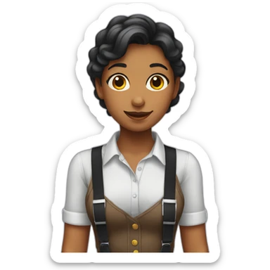 girl with suspenders sticker