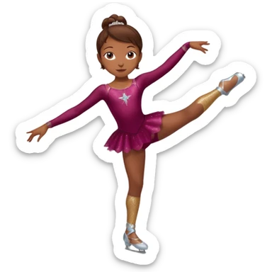 Una patinadora de 12 años y es morena de pelo y lleva un mallott granate con brillos y esta patinando sticker