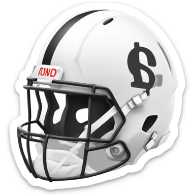 simple white football helmet with dollar sign on the side sticker