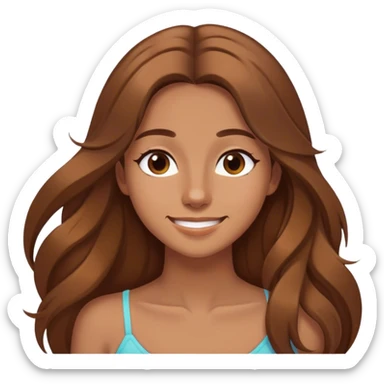 me female 26 brown long hair, happy and at ease and dreamy sticker