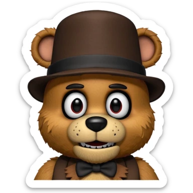 Freddy Fazbear with black and tiny hat from Five Nights At Freddy's Movie sticker