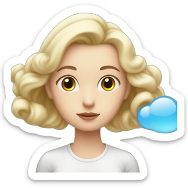 white girl thinking with a bubble cloud sticker