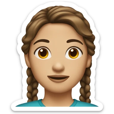 Woman with brown hair and middle part sticker