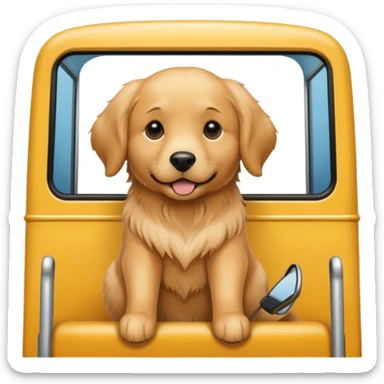Golden retriever dog on a bus sticker