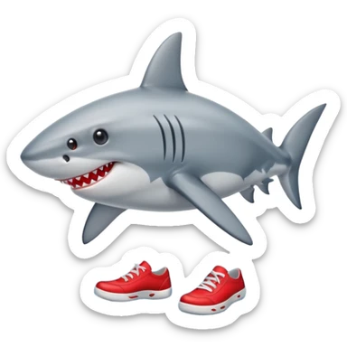 Shark with red shoes sticker
