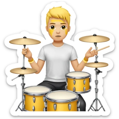 drummer with yellow skin at drum kit sticker