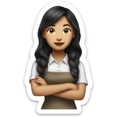 Beautiful asian young girl starbucks barista sticker