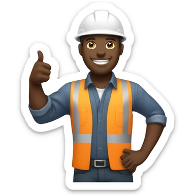Happy black worker with helmet doing a thumbs up  sticker