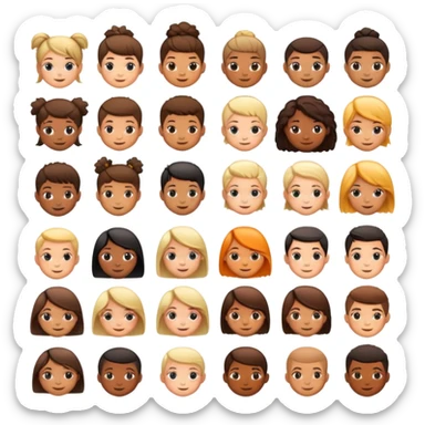 different children's hairstyles, cheerful and diverse sticker