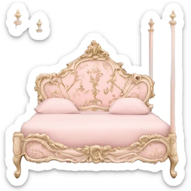 vintage pale pink rococo bed frame  sticker