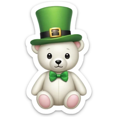 White St patricks day teddy bear sticker