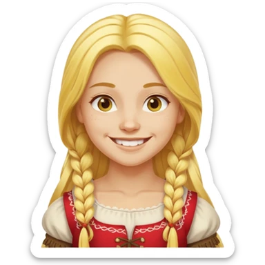 muscled girl from Poland in traditional Polish costume, long yellow hair sticker