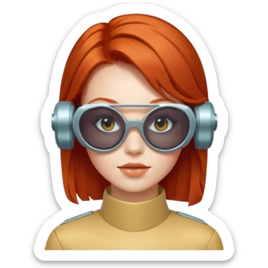 simple emoji of a redhead with futuristic sunglasses sticker