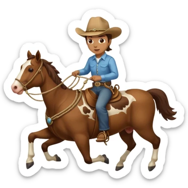 Rancher Riding A Horse And Roping Cattle sticker