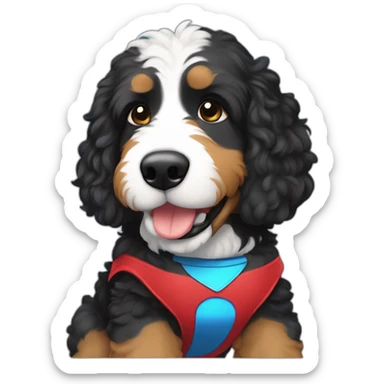 bernedoodle super hero sticker