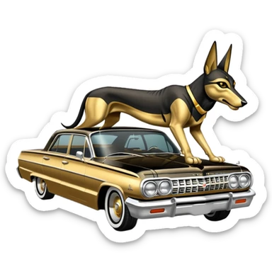 1964 impala low rider four door Anubis painted on the hood  sticker