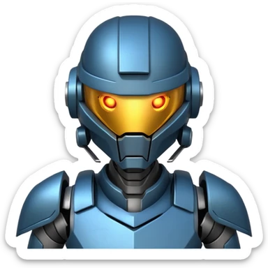 futuristic war robot portrait, head and shoulders only, glowing eyes, detailed helmet faceplate, armor collar, sci-fi metal textures, 3D cartoon, mobile game icon style, clean background, no text, no watermark
 sticker