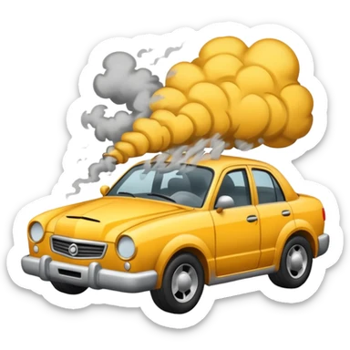 crashed car with smoke sticker