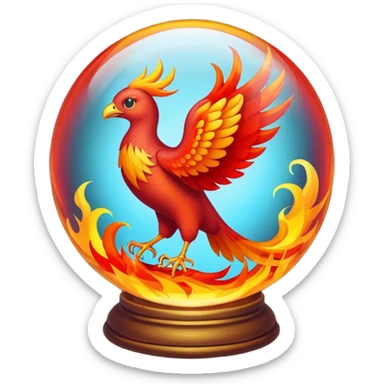 A phoenix inside a clear crystal ball sticker