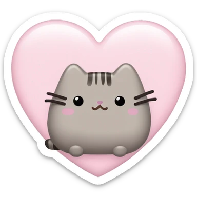 pusheen light pink heart sticker