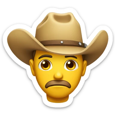 Sad cowboy yellow round head sticker